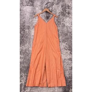 Marimekko x Uniqlo Jumpsuit Small Womens Orange Striped Linen Blend Wide Leg